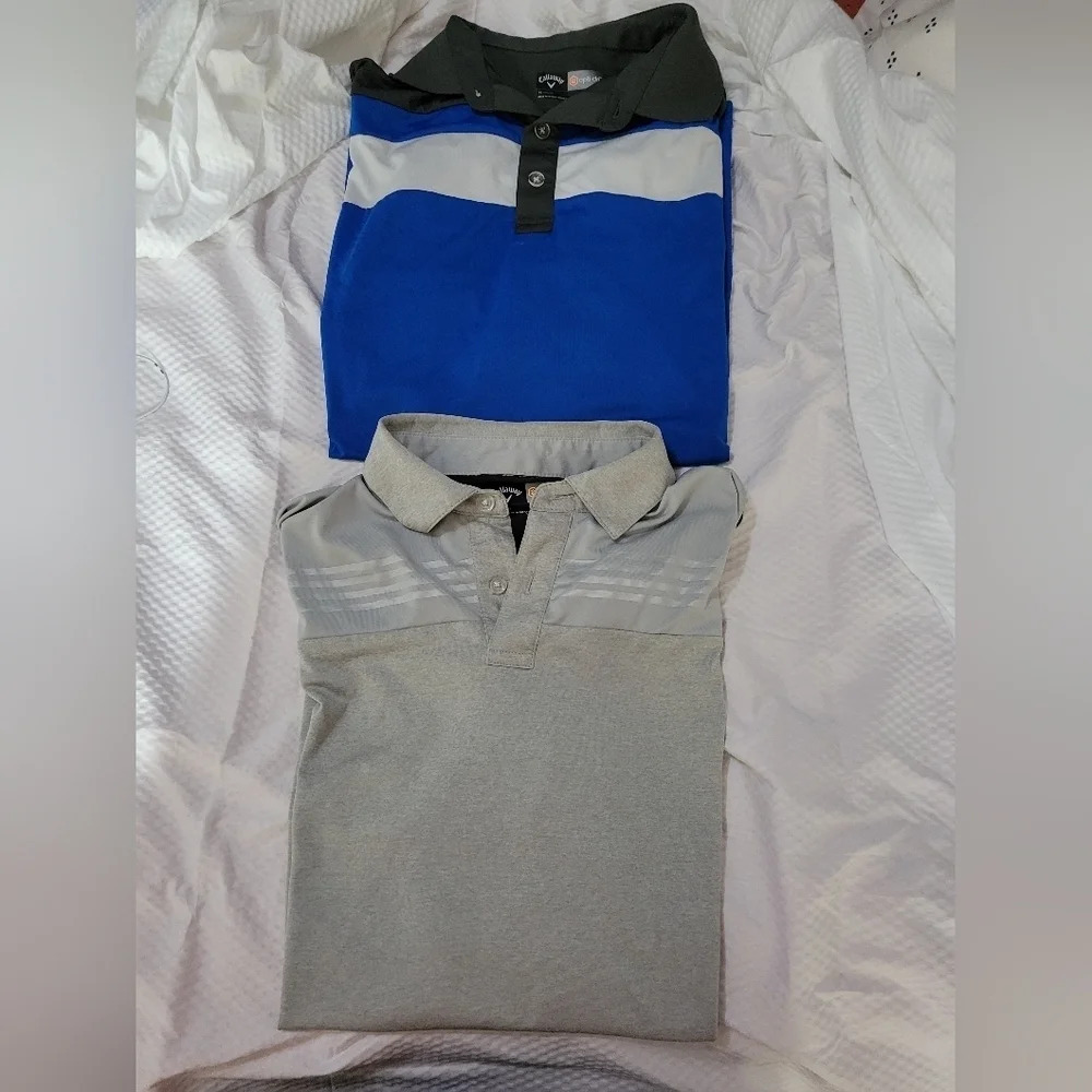 2 Callaway Opti-Dry Men's Golf Polos, Relaxed Athletic Fit, Size Medium, EUC!